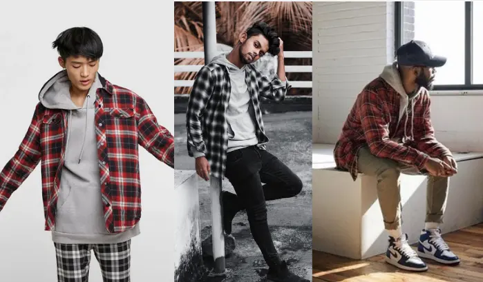 how to wear a flannel with hoodie